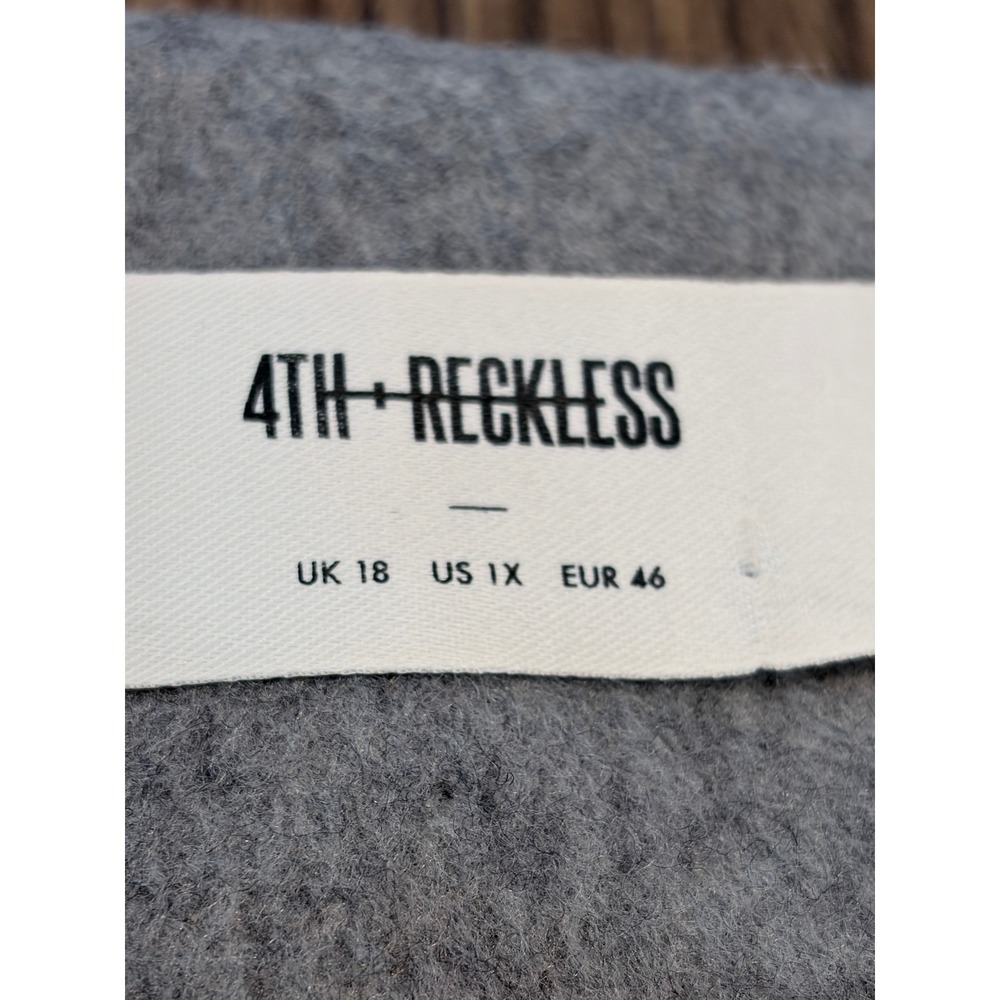 4th & Reckless Mable Gray Wool Blend Cropped Jacket Contrast Stitch XL - Picture 4 of 9